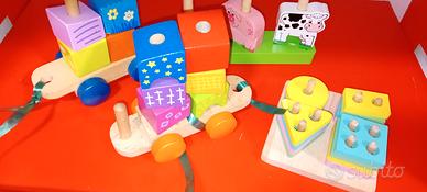 Giochi puzzle trenino legno 1-3anni