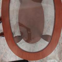 TAVOLINO OVALE COLOR CILIEGIO CON VETRO