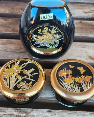 Wazi e scatola The Art of Chokin Bordo in oro 24k