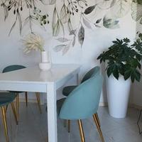 4 Sedie eleganti Verde Jungle e Dorato