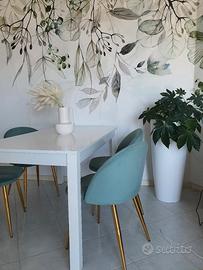 4 Sedie eleganti Verde Jungle e Dorato