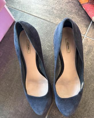 Décolleté blu con tacco Miu Miu con scatola 38,5