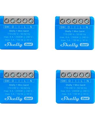 Shelly 1 Mini Gen4, confezione da 4 interruttori s