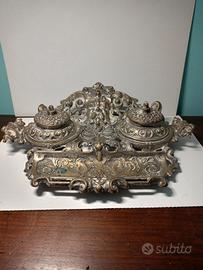 calamaio in ottone argentato 