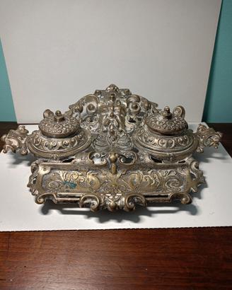 calamaio in ottone argentato 