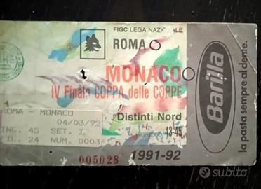 Biglietto AS Roma - Monaco coppa delle coppe 91-92