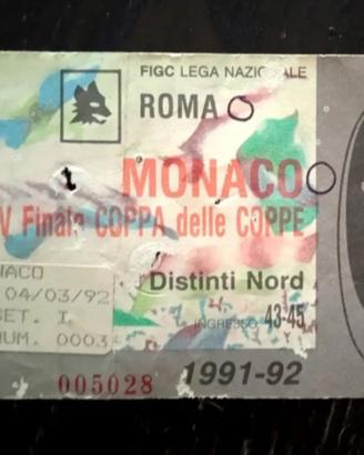 Biglietto AS Roma - Monaco coppa delle coppe 91-92