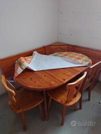 cassa panca angolare tavolo arredamento baita rust