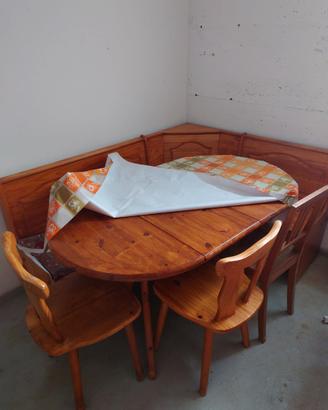 cassa panca angolare tavolo arredamento baita rust