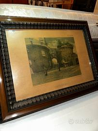 Quadro Litografia 1800 Porta Nolana Napoli Firmato
