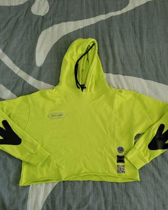 Felpa verde fluo Disclaimer XS