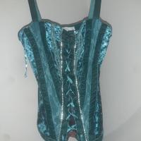 corsetto con velluto pizzo e strass