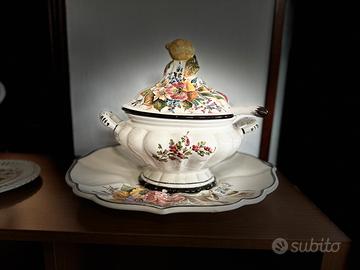 Set zuppiera di ceramica Bassano dipinta a mano