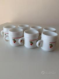 Set 7 Tazzine da Caffè Vintage Bianche