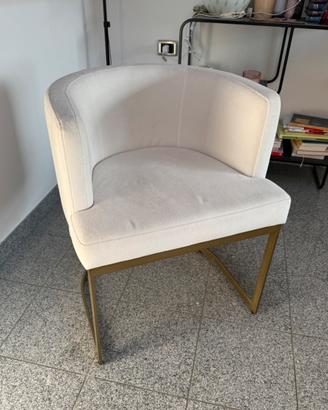 Maisons du Monde - poltrona/sedia bianca e oro