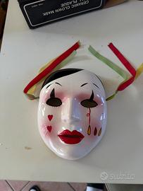 Maschera da clown in ceramica vintage