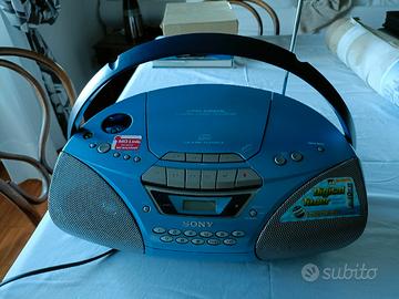 Sony Boombox Vintage Blu Radio Stereo CD/Cassette 