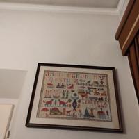 Quadro con scritte e ricami a punto  croce