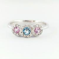 Anello Trilogy  Zaffiro Rosa Acquamarina  Diamanti