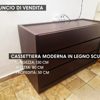 cassettiera marrone scuro 6 cassetti