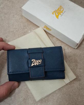 Astuccio Portachiavi in Pelle Zippo Blu Scuro