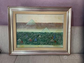 Ibrahim Kodra "vista dal mare" olio su tela