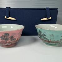 Tazze vintage di ceramica cinese con scatola orig.