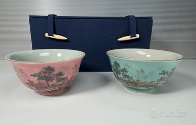 Tazze vintage di ceramica cinese con scatola orig.