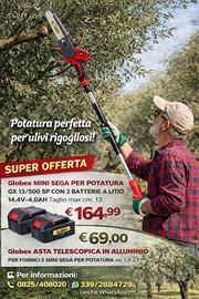 MINI SEGA PER POTATURA CON ASTA TELESCOPICA GLOBEX