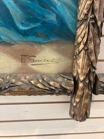 Olio su tavola in stile Art Decò cornice coeva