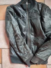 bomber in pelle nero  cinti