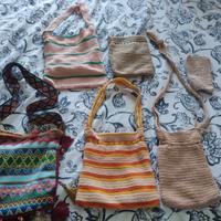 Set di borsette fatte a mano lana e varie,  blocco