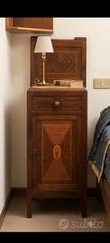 Coppia Comodini antico in legno con piano in marmo