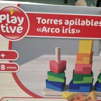 Torri da impilare arcobaleno in legno