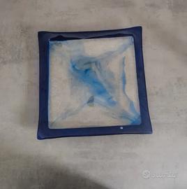 Piatto in vetro blu Murano