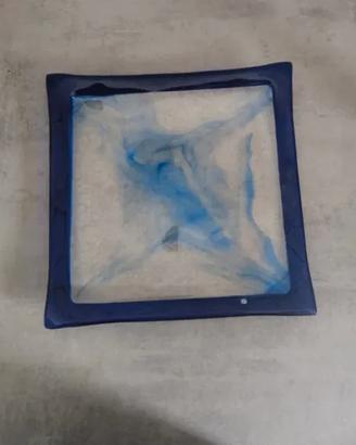 Piatto in vetro blu Murano