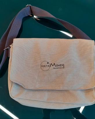 Borsa a tracolla MetaMondo canvas beige
