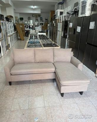 Divano penisola marvis in stoffa beige