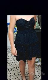 Vestito corto blu scuro piccoli strass argentati