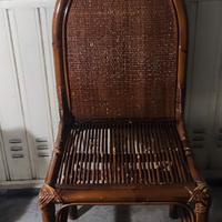 Sedia in bambù/rattan intrecciato stile coloniale