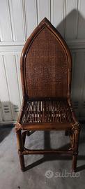 Sedia in bambù/rattan intrecciato stile coloniale