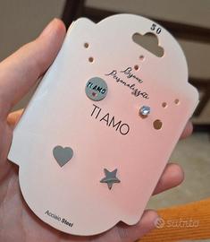 Set 4 paia di orecchini lobo in acciaio con forme 