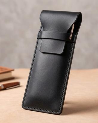 Astuccio multifunzione in vera pelle nero
