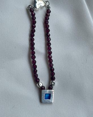 Braccialetto in granato sfaccettato e argento 925