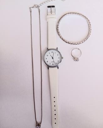 Set elegante donna – orologio + collana + braccial