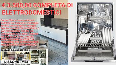 cucina angolare l.366 cm omaggio lavastoviglie 