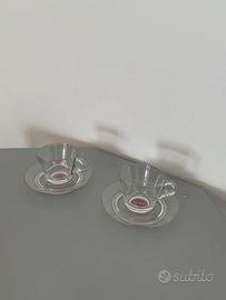 Set 2 tazzine con piattini in vetro traspa Lavazza