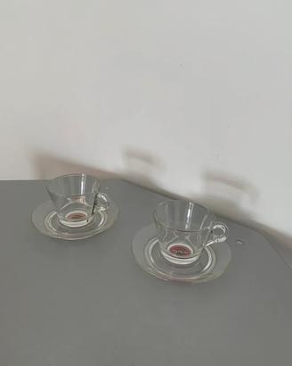 Set 2 tazzine con piattini in vetro traspa Lavazza