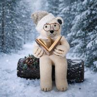 Decorazione orso polare lettore con occhiali 