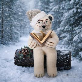 Decorazione orso polare lettore con occhiali 